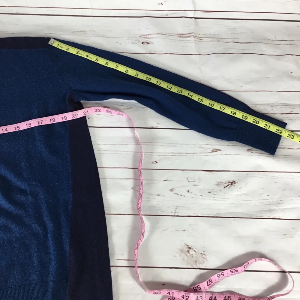 J. Crew Preppy 2 Toned Blue Hi‎ Low Colorblock Sweater